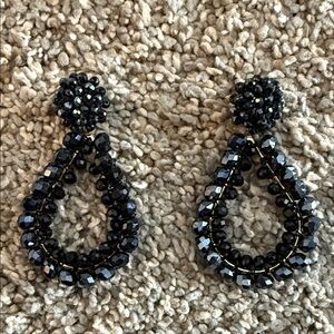 Elegant Black and Navy Beaded Earrings